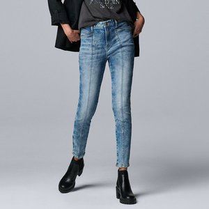 Women's Simply Vera Vera Wang High-Waist Skinny Ankle Jeans, Size: 2, Light Blue